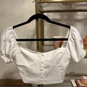 Tiger mist puff sleeve cropped milkmaid top